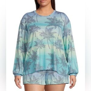 NEW NWT 🌴 PJ Salvage 🌴 Palm Print Long Sleeve Sleep Top & Shorts SET